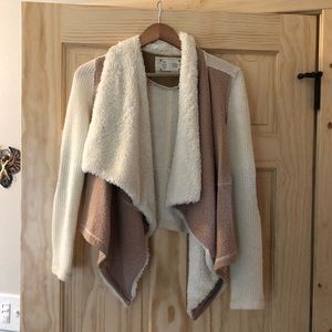 Sherpa Sweater Cardigan Anthropologie XS